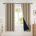 Blackout Curtains 72 inch Length 2 Panels Set for Dining Room Master Room, Thick Soft Linen-Look Textured Full Light Blocking Room Darkening Thermal Insulated Drapes (W52xL72, Natural)