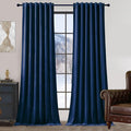 Navy Blue Velvet Blackout Curtains Extra Long Super Soft Room Darkening Drapes Elegant Thermal Insulated Sound Reducing Curtain for Bedroom Living Room, Back Tab Rod Pocket, W52 x L108, 2 Panels