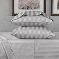 URBANHUT 800 Thread Count 100% Cotton Damask King Size Sheets, 4 Piece Striped King Size Bedsheets, Luxury Hotel Sheets Sateen Weave - Better Than Egyptian, 16" Elasticized Deep Pocket- Silver Grey