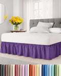 Wrap Around Dust Ruffle Bed Skirt - Purple - for Full Size Beds with 18 Inch Drop - Easy Fit Elastic Strap - Adjustable Pleated Bedskirt w/Brushed Fabric - Wrinkle Free - for Women, Men, Kids & Teens