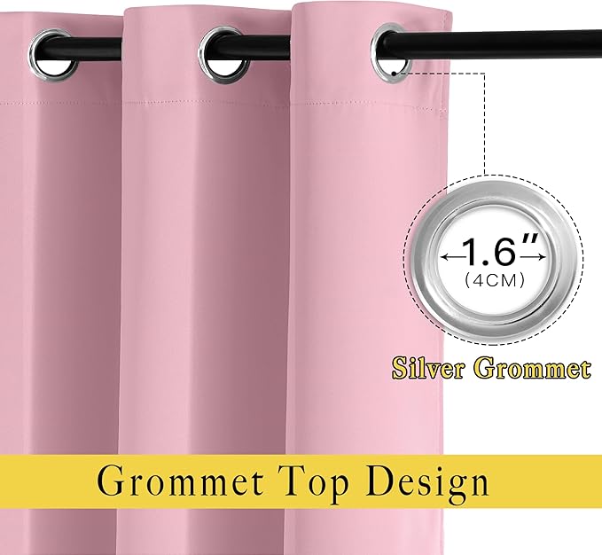 NICETOWN Blackout 108 inch Curtains for Sliding Glass Door, Grommet Thermal Insulated Room Darkening Window Treatment Sound Reducing Drapes for Room Divider, 1 Panel, W52 x L108, Rouge Pink