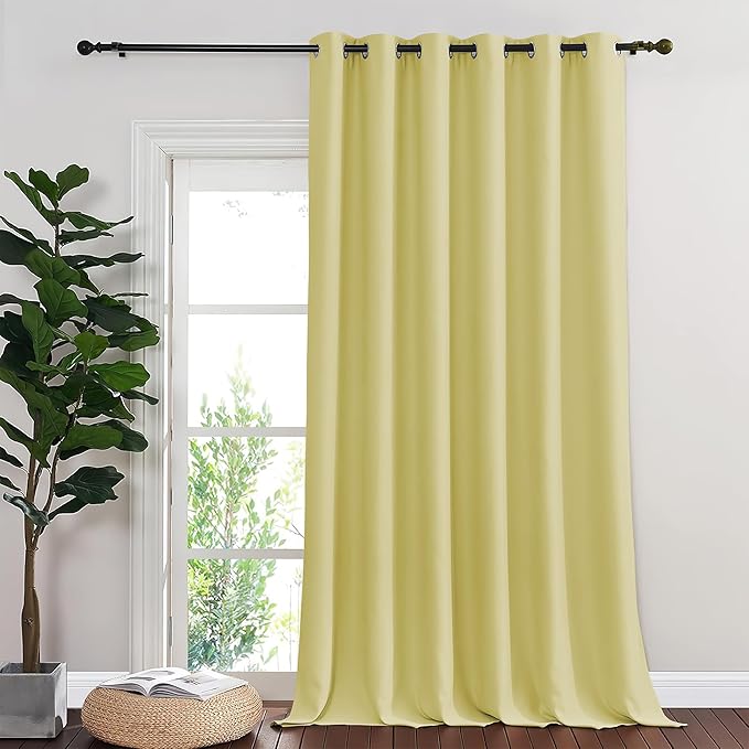 NICETOWN Paler Yellow Blackout Curtains for Bedroom 95 Inch Length - Thermal Insulated Room Darkening Privacy Grommet Window Drapes for Boys Room, Set of 1 Panel, 80 x 95 Inch