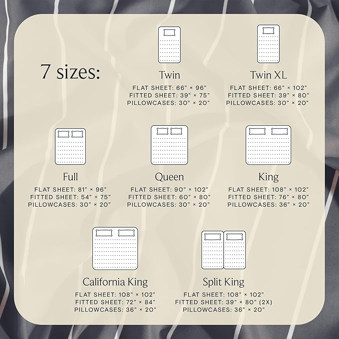 LuxClub 4 PC King Sheet Set, Deep Pockets Wrinkle Free Cooling Bed Sheets Hotel Bedding for Women, Men, Includes 1 Fitted Sheet, 1 Flat Sheet and 2 Pillowcases-Striped - Light Grey