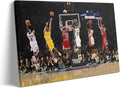 Basketball Legends Canvas Wall Art Print Poster, Iconic Sports Stars Shooting Inspirational Picture, Motivational Photography Wall Decor for Gym Dorm Home Office Living Room Bedroom, Framed 24x30inch