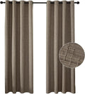 Jacquard Linen Curtains 84 inch Length 2 Panels Thick Faux Linen Blended Window Drapes Burlap Textured Curtains with Grommet for Living Room Bedroom Farmhouse (52x84 Dark Coffee) Natural