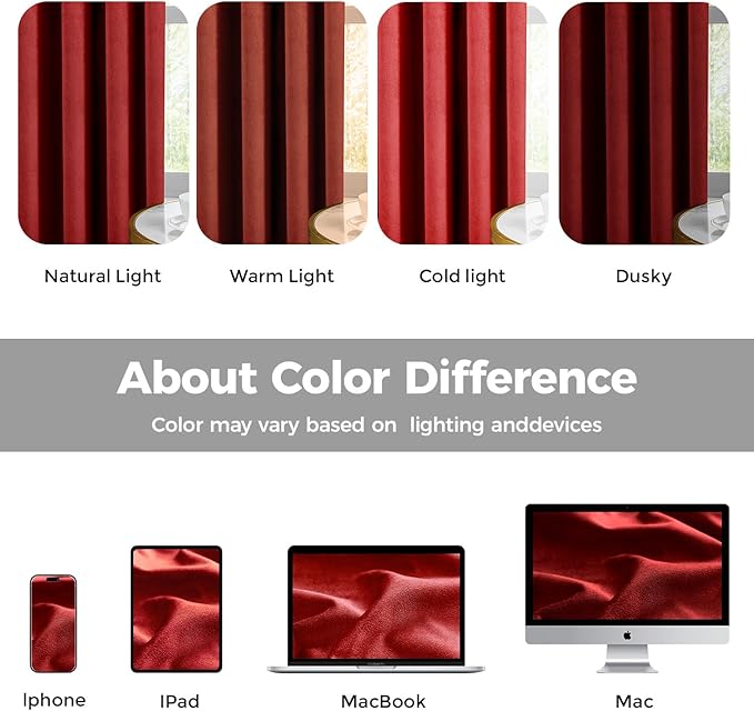 Pinch Pleated 100% Blackout Curtains for Bedroom, Red Velvet Curtains for Living Room, Black Out Curtain 90 inch Long Room Darkening, Blackout Pinch Pleat Drapes with Hooks 2 Panels