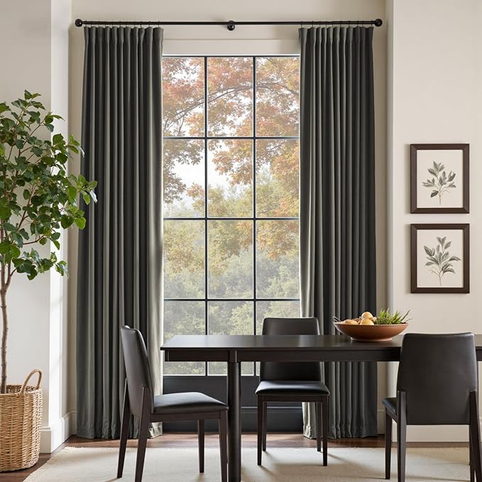 Lazzzy Velvet Blackout Curtains Thermal Insulated Room Window Drapes Super Soft Luxury Curtains for Living Room Bedroom Rod Pocket 2 Panels, Grey, 52" W x 108" L