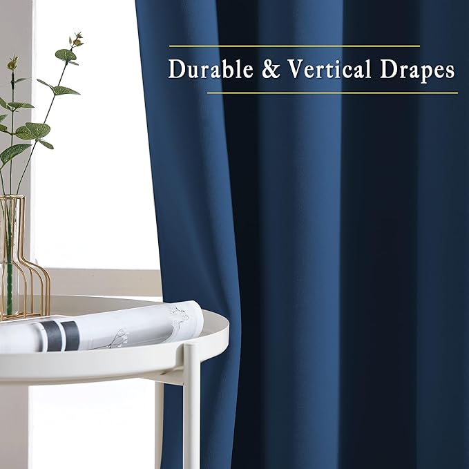 NICETOWN Moroccan Blue Curtains for Sliding Door - 52 by 95, 2 Pieces, Blocking Out 50% Sunlight Window Treatment Modern Design Curtain Panels for Dining Room