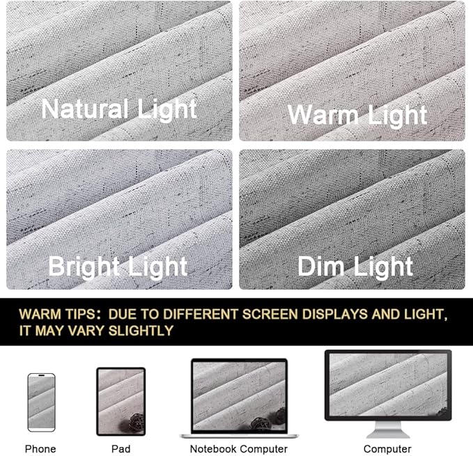 PrinceDeco Blackout Curtains 84 Inches Long Linen Blackout Curtains for Bedroom Textured Thermal Drapes Privacy Protection Soundproof Window Treatment Drapes for Living Room,W42 X L84, Glacier Grey