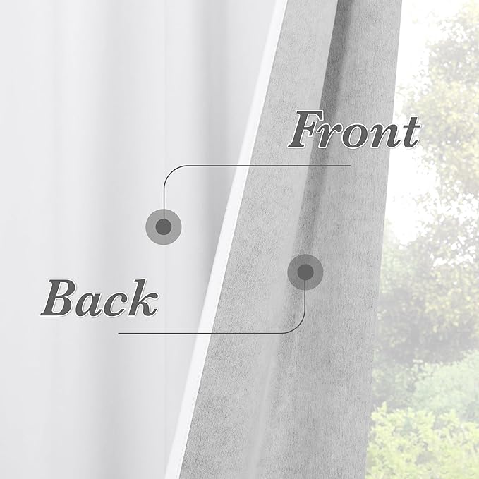 RYB HOME 100% Blackout White Velvet Curtains for Bedroom, Back Tab and Rod Pocket Thermal Insulated Room Darkening Curtains 84 inches Long for Living Room Nursery, White, 52W x 84L, 2 Panels