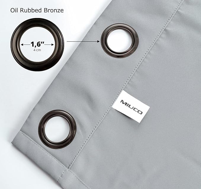MIUCO 1 Pair Thermal Insulated Grommet 52-Inch-by-95-Inch Blackout Window Curtain Panels with 2 Tie Backs, Silver
