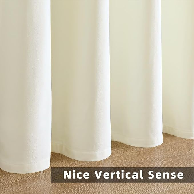 Joydeco White Velvet Curtains 120 inch Length 2 Panels, Luxury Blackout Rod Pocket Thermal Insulated Window Curtains, Super Soft Room Darkening Drapes for Living Dining Room Bedroom,W52 x L120 inches