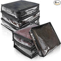 Clear Zippered Storage Bags Plastic Sweater Storage Bags with Zipper 6 Packs Clothing Organizer for Blankets Linen Sweater Bed Sheet Quilt Clothes Pillow (10.5 x 10.5 x 2.5 Inch, Black)