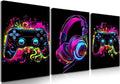 BGFCE Game Room Decor Set of 3, Neon Gaming Video Game Room Wall Art, Gaming Canvas Paintings Posters Prints for Teen Boys Room Children Teen Wall Decor Framed 16x24 in
