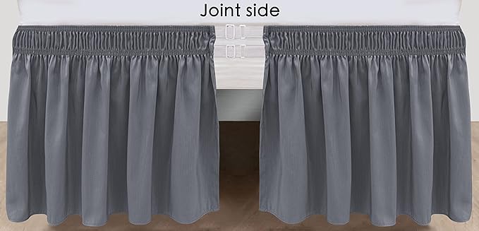 Biscaynebay Wrap Around Bed Skirts with Split Corners for King Beds 14" Drop, Dark Grey Elastic Dust Ruffles Adjustable Easy Fit Wrinkle & Fade Resistant Silky Luxurious Fabric Machine Washable