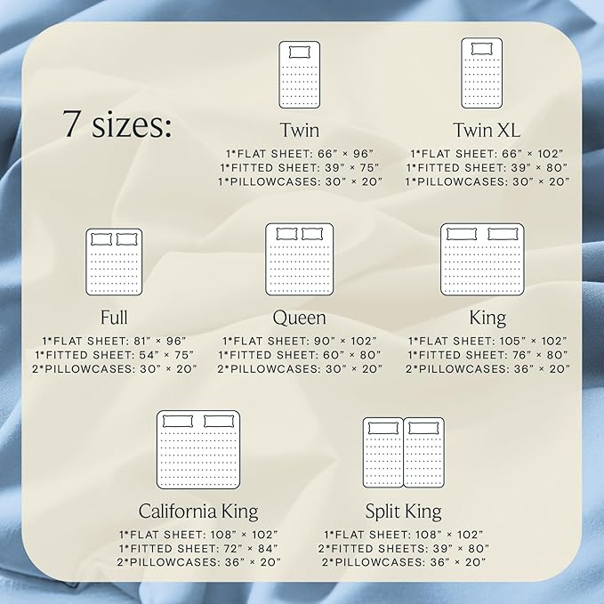 LuxClub 4 PC Full Sheet Set, Deep Pockets Wrinkle Free Cooling Bed Sheets Hotel Bedding for Women, Men, Kids & Teens, Includes 1 Fitted Sheet, 1 Flat Sheet and 2 Pillowcases-Soft Sky