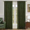 LAMIT Olive Green Velvet Curtains for Living Room 102 Inch Length, Room Darkeing Blackout Panels Luxury Thermal Insulated Back Tab and Rod Pocket Window Drapes for Bedroom, 2 Panels, 52 x 102 Inch