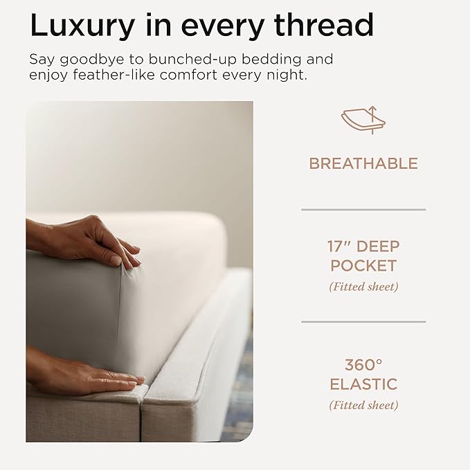 Threadmill Luxury Full Size Sheets for Full Size Mattress, 1200 Thread Count Supima Cotton Sheets for Full Mattress, 5-Star Hotel Quality 4 Piece Bed Sheets with Extra Deep Pocket, Taupe