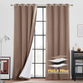 RYB HOME 4-in-1 Dust Filtering Soundproof Blackout Insulating Privacy Window Curtains for Nursery Bedroom Living Room Rivider Sound Absorption Sheet, Mocha, W52 x L95 inch, 2 Panels