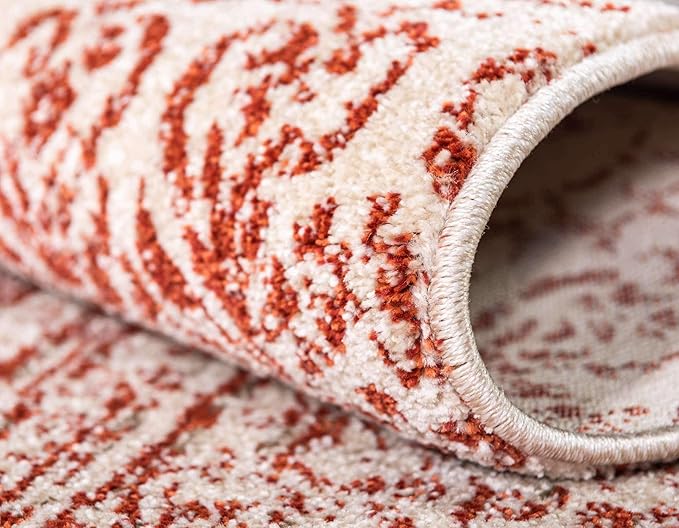 Unique Loom Del Mar Collection Area Rug - Jennifer (7' 1" x 10' Rectangle, Red/ Beige)