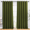 NICETOWN Room Darkening 118 inch Long Curtains, Grommet Thermal Drapes Weighted Room Divider Wide Window Treatments for Living Room, W66 x L118, Olive, 2 Panels