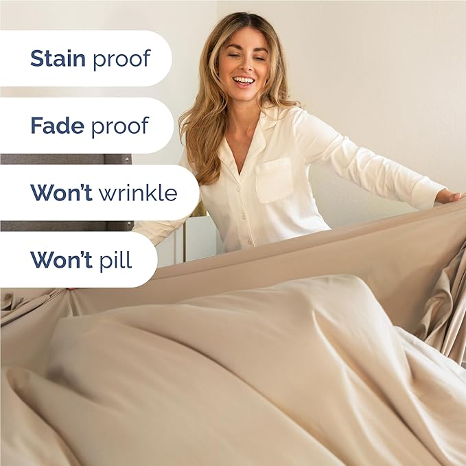 Twin XL 4 Piece Sheet Set - Cooling, Comfy & Breathable - Hotel Luxury Bedding, Includes Fitted Sheet for Women, Men, Kids and Teens - 1 Flat, 1 Fitted Sheet, 2 Pillowcases with Deep Pockets - Cream