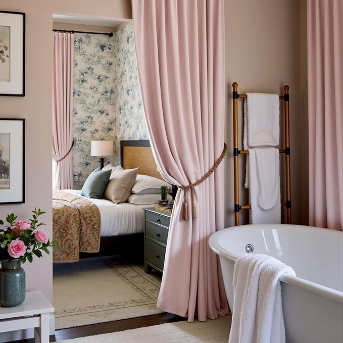 Lazzzy Velvet Blackout Curtains Thermal Insulated Room Window Drapes Super Soft Luxury Curtains for Living Room Bedroom Rod Pocket 2 Panels, Dusty Pink, 52" W x 108" L