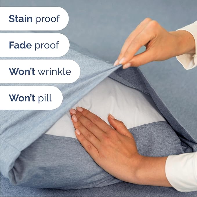 Queen 6 Piece Sheet Set - Cooling & Breathable - Hotel Luxury Bedding, Includes Fitted Sheet for Women, Men, Kids & Teens - 1 Flat, 1 Fitted Sheet, 4 Pillowcases w/Deep Pockets - Heathered Blue