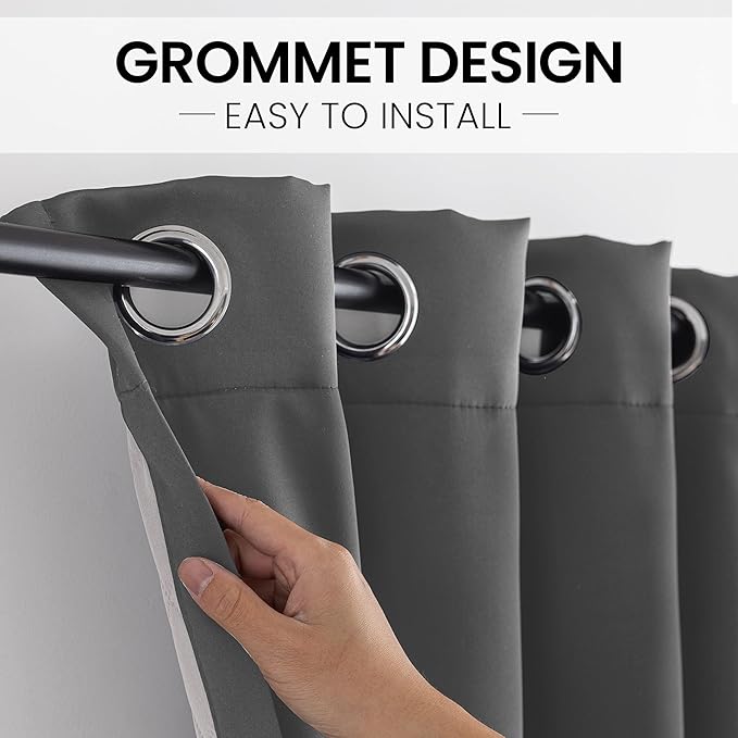 3-in-1 Layers Soundproof Curtains,Grommet Full Blackout Thermal Noise Dampening Curtains for Living Room, Bedroom(1 Panel,Grey,50" x96")
