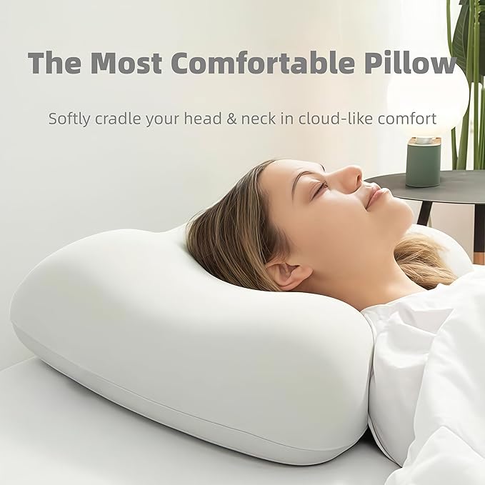 Deep Sleep Pillow, Memory Foam Pillow for Side Sleepers Ergonomic Contour Neck Support, Orthopedic Cervical Shape Gently Cradles Head & Provides Neck Support & Shoulder Pain Relief - Gray