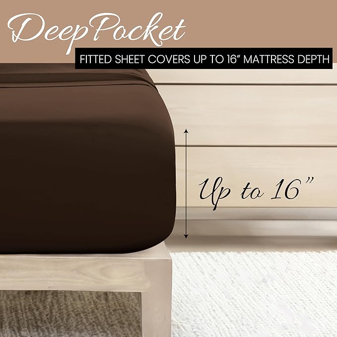 Linen Market Brushed Microfiber Twin XL Sheet Set 3 Piece – Oeko-TEX Certified Ultra Soft & Wrinkle-Free - 16" Deep Pocket Sheets - Easy Care Twin XL Size - Chocolate