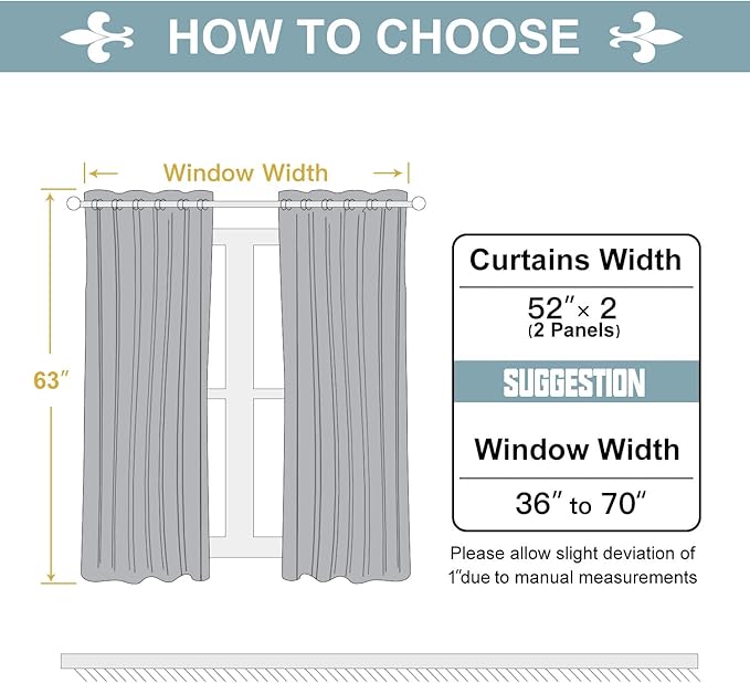 ChrisDowa Grommet Room Darkening Curtains for Bedroom and Living Room - 2 Panels Set Thermal Insulated Blackout Curtains (Greyish White, 52W x 63L