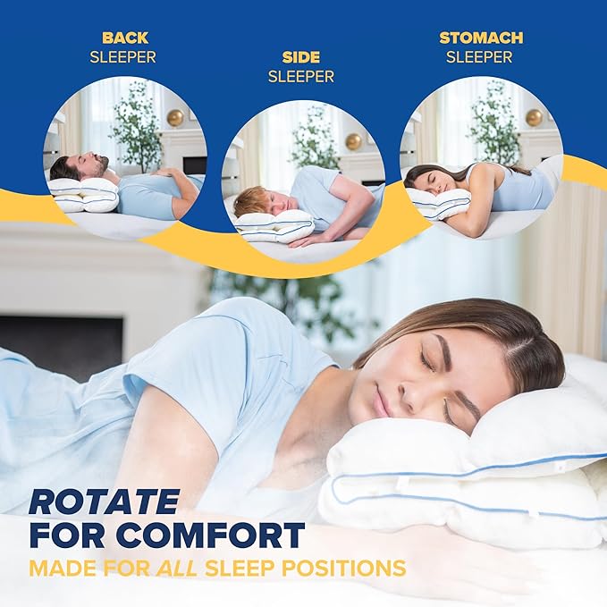 TUMBLE 6-Chamber Adjustable Bed Pillow & Pillowcase | Back, Side & Stomach Sleepers | Cooling Cover | Memory Foam & Gel Fiber Fill | Customize Your Comfort | CertiPUR/Oeko-Tex | Standard Queen 1 Pack