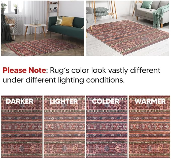 Keen Home Design 2x3 Rug - Machine Washable Entry Rug with Non-Slip Backing, Ideal for Enteryway, Kitchen, Bathroom, Laundry Room - Vintage, Easy Clean, Durable, Low Pile Rug - (2' x 3')