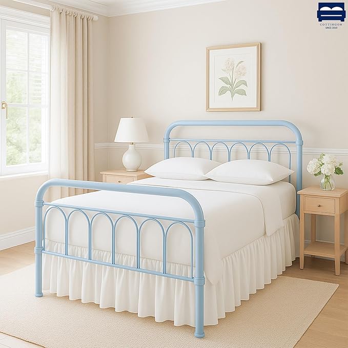 Ruffled Bed Skirt with Split Corners-Dust Ruffle - 24" Drop 100% Microfiber Soft,Sheen & Luxurious Look - Bed Skirts (White -Queen)