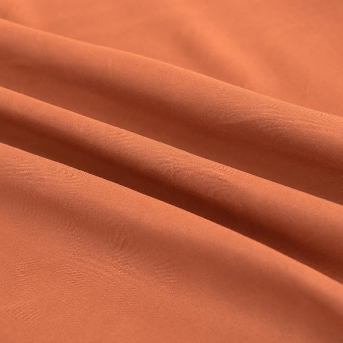 Bed Skirt Queen Size Ruffled Bed Skirt with Split Corners, 16 Inch Drop Dust Ruffle Bed Skirts with Platform, Terracotta