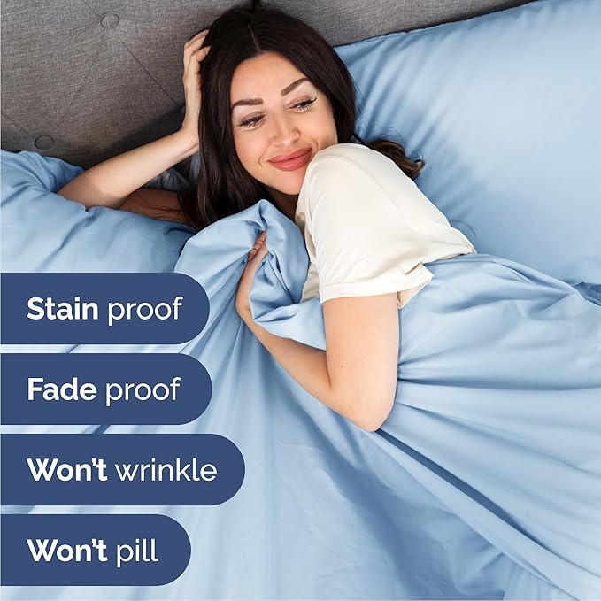 Cal King 6 Piece Sheet Set - Cooling, Comfy & Breathable - Hotel Luxury Bedding, Includes Fitted Sheet for Women, Men, Kids & Teens - 1 Flat, 1 Fitted Sheet, 4 Pillowcases w/Deep Pockets - Baby Blue