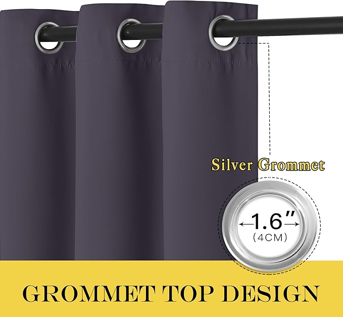 NICETOWN Blackout Curtains for Sliding Glass Door Room Divider Noise Reduce Curtain Panel Portable Window Screen Sliding Partition, W100 x L102 inches, 1 Panel, Greyish Purple