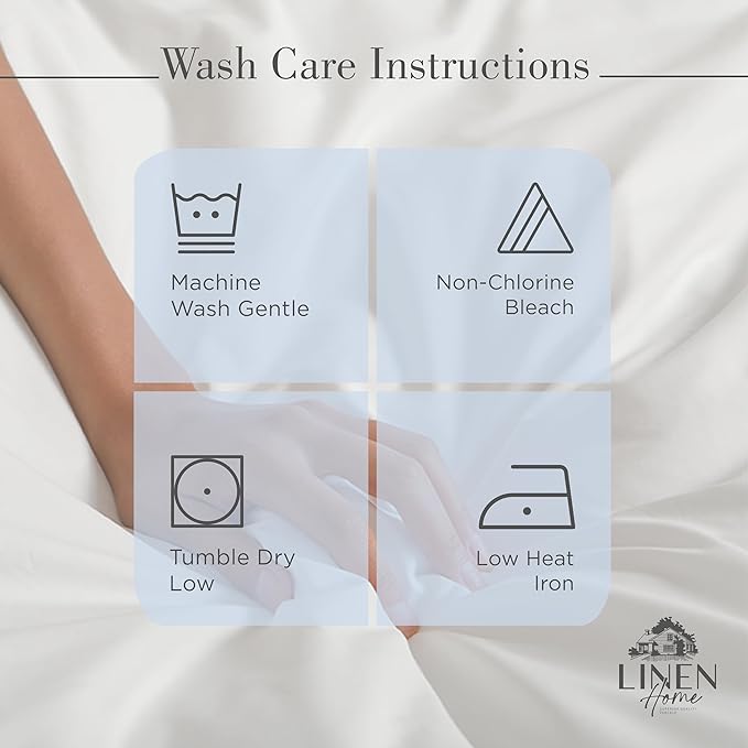 Linen Home 100% Cotton Percale Sheet Set, Full Size, Ivory, Deep Pocket, 6 Pieces Set - 1 Flat, 1 Deep Pocket Fitted Sheet and 4 Pillowcases, Crisp Cool and Strong Bed Linen