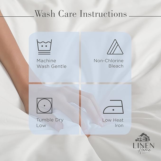 Linen Home 100% Cotton Percale Sheet Set, King Size, Snow White, Deep Pocket, 6 Pieces Set - 1 Flat, 1 Deep Pocket Fitted Sheet and 4 Pillowcases, Crisp Cool and Strong Bed Linen