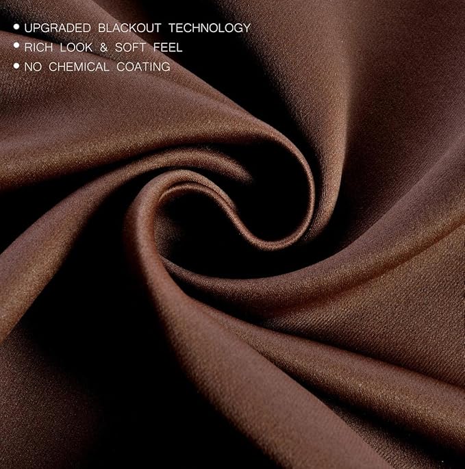 MIUCO Thermal Insulated Grommet Window Blackout Curtains Panels for Livingroom 1 Pair 52x84 Inch Chocolate, Bonus 2 Tie Backs Included