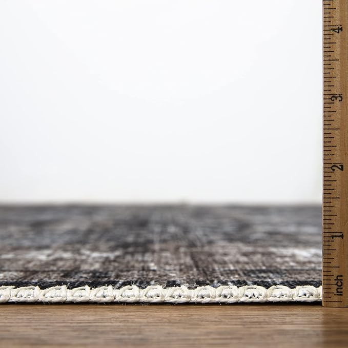 Bloom Rugs Washable Non-Slip 4' x 6' Rug - Black/Brown Traditional Area Rug for Living Room, Bedroom, Dining Room, and Kitchen - Exact Size: 4' x 6'