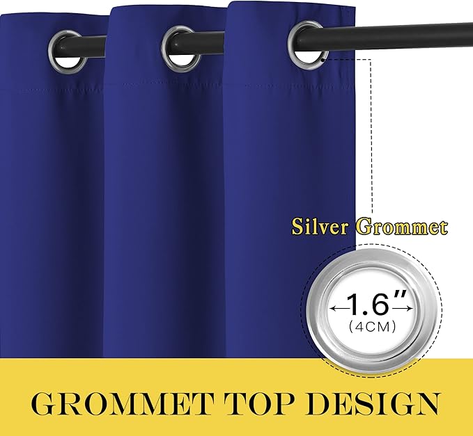 NICETOWN Blackout Short Curtain 63 inches Long for Windows, Thermal Insulated Curtain Grommet Room Darkening Window Treatment for Bedroom/Living Room, 1 Panel, W46 x L63, Navy Blue
