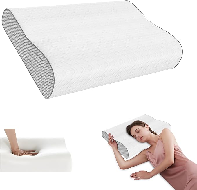 Cervical Pillow for Neck Pain Relief, Memory Foam Pillow, Ergonomic Adjustable Contour Bed Pillow for Side, Back & Stomach Sleepers (1, 22 * 13.7inch)