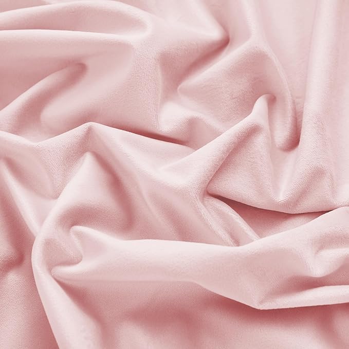 RYB HOME Baby Pink Velvet Curtains 102 inches, Back Tab Soft Fabric Room Darkening Thermal Insulated Luxurious Home Decor Curtains for Living Room Bedroom, W 52" x L 102", 2 Panels Set