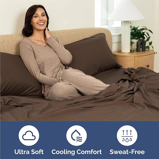 King 6 Piece Sheet Set - Cooling, Comfy & Breathable - Hotel Luxury Bedding, Includes Fitted Sheet for Women, Men, Kids and Teens - 1 Flat, 1 Fitted Sheet, 4 Pillowcases with Deep Pockets - Brown