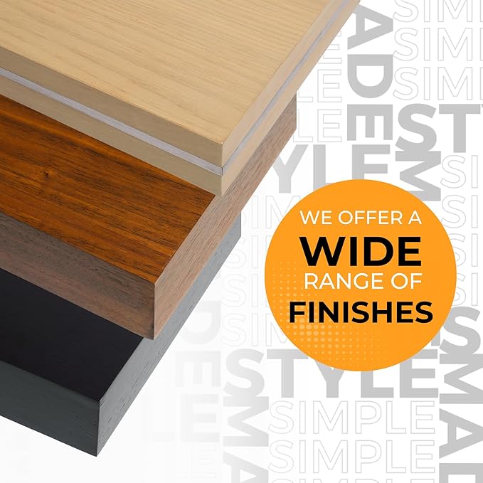 48 inch Floating Shelf x 11.8 Inch Deep, Black Stained Walnut with Stainless Steel Insert Veneer Engineered Wood Shelves for Storage, Wall Mounted Display Shelf for Bathroom Bedroom Kitchen