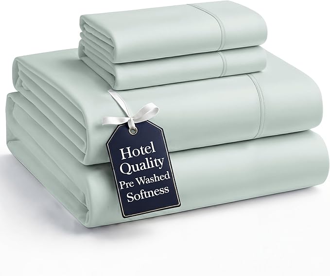 Casa Platino Queen Size Sheet Set, Pre-Washed Brushed Microfiber Bed Sheets, Ultra Soft & Smooth Sheets for Queen Bed, Deep Pocket Fitted Sheet Set, Lasting Quality, No Pill Fabric – Mineral