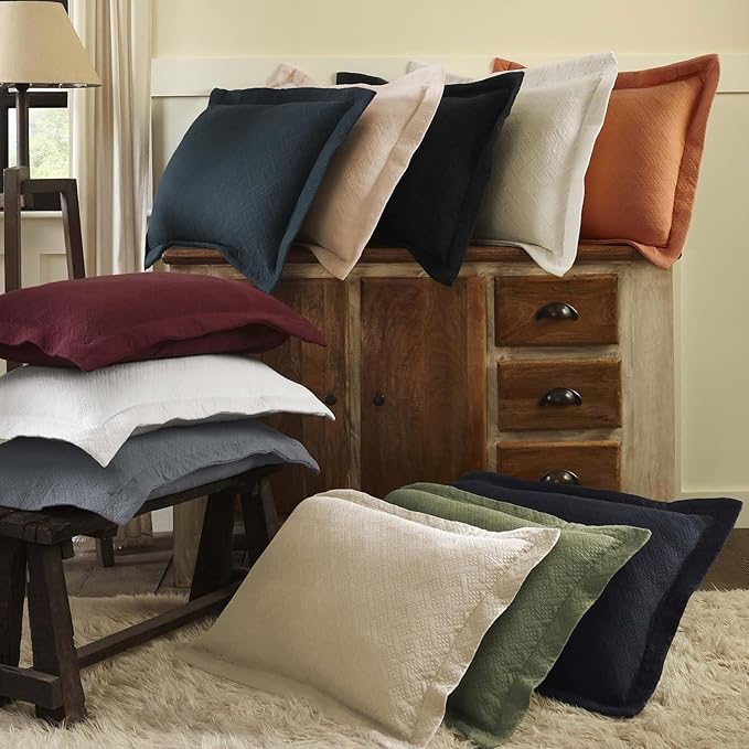 Superior 100% Cotton Basket Weave Bedspread with Shams, All-Season Premium Cotton Matelasse Jacquard Bedding, Quilted-Look Geometric Basket, King, Garnet