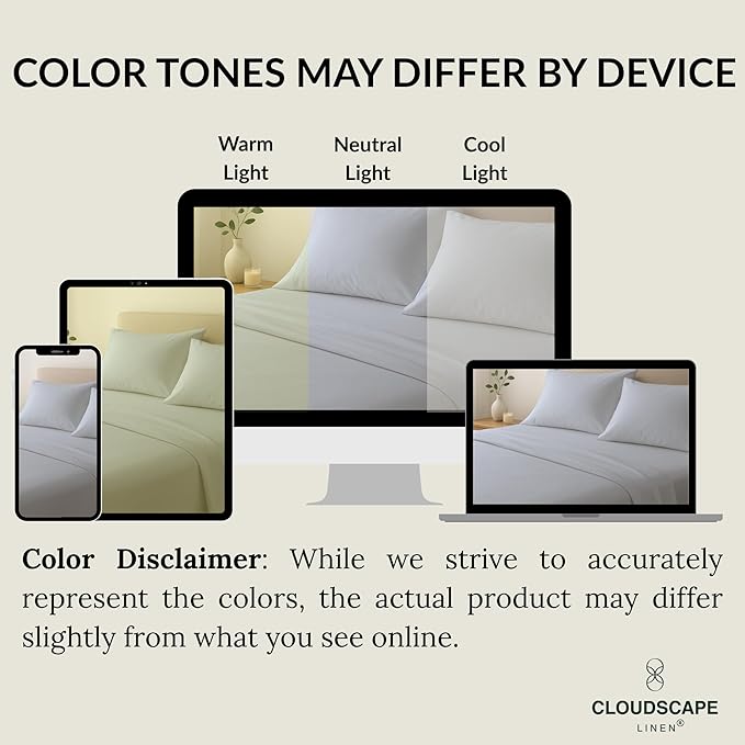 Cloud Scape Linen 100% Egyptian Cotton California King Sheet Set, 400 Thread Count,4 Pieces Luxury Bedding Set, Hotel Quality, Silky Soft, Breathable and Durable, Deep Pockets up to 17, Light Grey